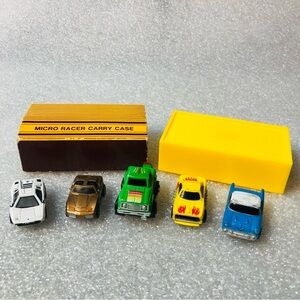 Vtg Lot of 5 Micro Machine Cars Racer 1 Carry Case Matchbox 1988 Lambo